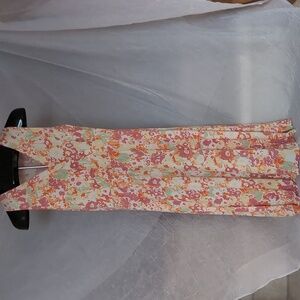 LL Bean Tank Dress Floral Print Jersey Knit Beachy Soft Tropical Coastal